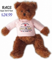 RAGS "Brownie" Teddy Bear with Knitted Top